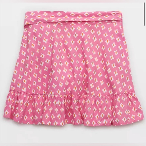 Aerie Wrap Mini Skirt in Lip Gloss Pink Size XS - Picture 17 of 17